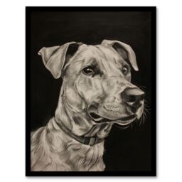"Artery8 Dog Lover Portrait Pencil Drawing Pet Animal Framed Art Print in Black - Size: W12"" x H16""" - thumbnail 1