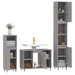 Berkfield Home 3 Piece Bathroom Furniture Set Grey Sonoma Engineered Wood - thumbnail 4