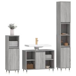 Berkfield Home 3 Piece Bathroom Furniture Set Grey Sonoma Engineered Wood - thumbnail 3