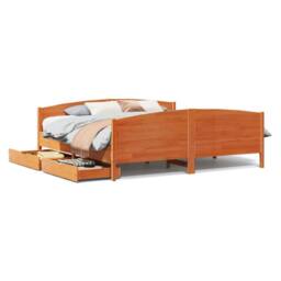Berkfield Home Bed Frame without Mattress Wax Brown 180x200 cm Super King Solid Wood Pine - thumbnail 2
