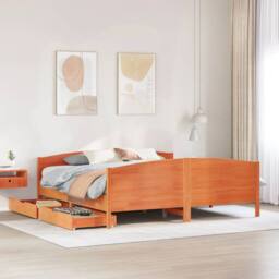 Berkfield Home Bed Frame without Mattress Wax Brown 180x200 cm Super King Solid Wood Pine - thumbnail 1
