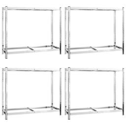 Berkfield Home 2-Layer Tire Rack 4 pcs Silver 110x40x110 cm Steel - Size: 110 x 40 x 110 cm - thumbnail 2