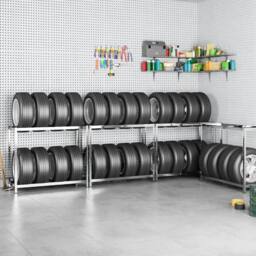 Berkfield Home 2-Layer Tire Rack 4 pcs Silver 110x40x110 cm Steel - Size: 110 x 40 x 110 cm