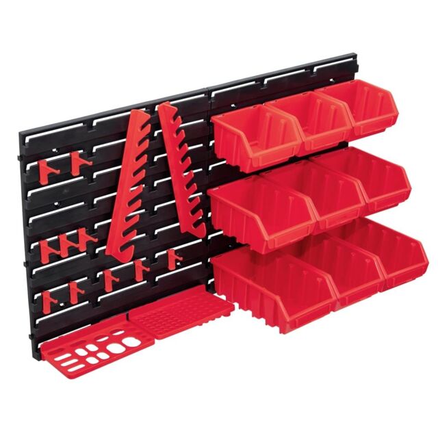 Berkfield Home 34 Piece Storage Bin Kit with Wall Panels Red & Black - image 1