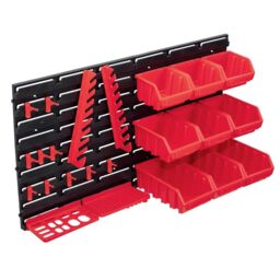 Berkfield Home 34 Piece Storage Bin Kit with Wall Panels Red & Black - thumbnail 1