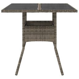 Berkfield Home Garden Table with Glass Top Grey 80x80x75 cm Poly Rattan - Size: 80 x 80 x 75 cm - thumbnail 4