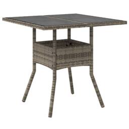 Berkfield Home Garden Table with Glass Top Grey 80x80x75 cm Poly Rattan - Size: 80 x 80 x 75 cm - thumbnail 6