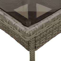 Berkfield Home Garden Table with Glass Top Grey 80x80x75 cm Poly Rattan - Size: 80 x 80 x 75 cm - thumbnail 8