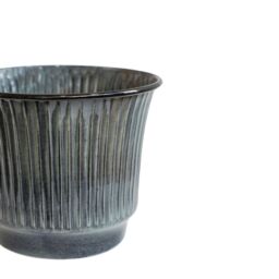 Ivyline Jasper Metal Ribbed Tapered Smokey Blue Planter Set of 4 in Mid Blue - thumbnail 4