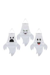 Garden Greatness Set Of 3 Hanging Ghost Decoration in White - Size: 3 Pack - thumbnail 1