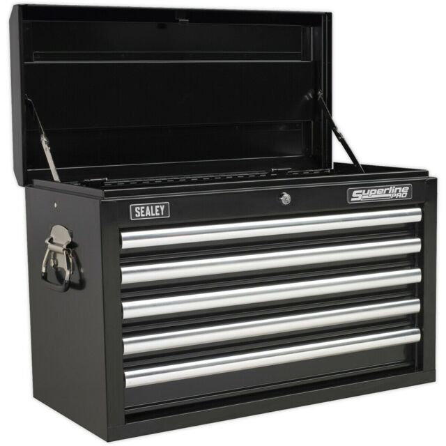 Loops 660 x 315 x 425mm BLACK 5 Drawer Topchest Tool Chest Lockable Storage Cabinet - image 1