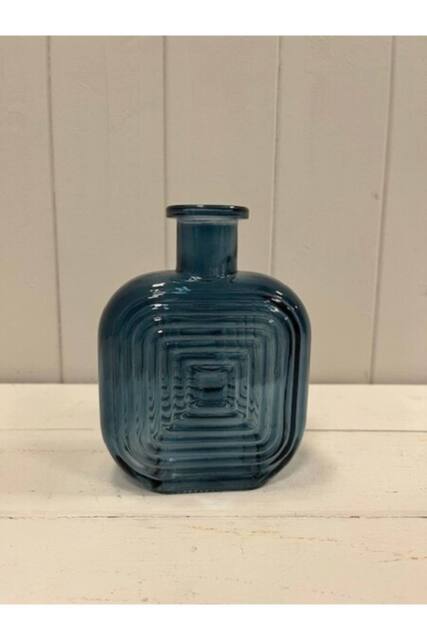 KDMD Blue Square Glass Bottle with Ribbed Design - image 1