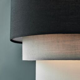 ValueLights Aztec Pair Three Tier Easy Fit Fabric Ceiling Lamp Shades with Bulbs in Black - thumbnail 3