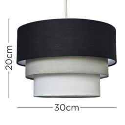 ValueLights Aztec Pair Three Tier Easy Fit Fabric Ceiling Lamp Shades with Bulbs in Black - thumbnail 5