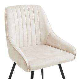 Modish Furnishing Amari Swivel Set Of 2 Cream Velvet Dining Chair With Handle On Black Legs - thumbnail 4