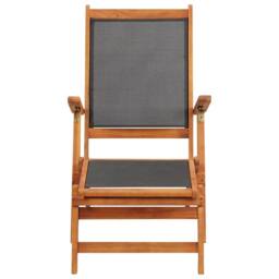 Berkfield Home Outdoor Deck Chair Solid Acacia Wood & Textilene in Brown - thumbnail 3