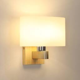 Pheashine Wooden Wall with Glass Shade, E27 Socket, Nordic Style (Bulb Not ) in White