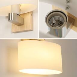Pheashine Natural Wooden Wall Lamp Oval Glass Shade E27 Fitting in White - thumbnail 3