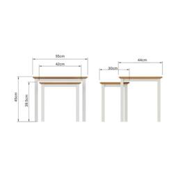 Havendro Linen Cream Oak Veneer Fully Assembled Nest Coffee Tables - thumbnail 2