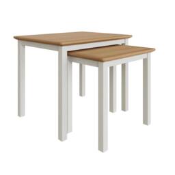 Havendro Linen Cream Oak Veneer Fully Assembled Nest Coffee Tables - thumbnail 1