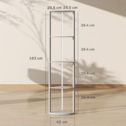 HOMCOM RGB LED Floor Lamp with Shelves & Remote Control for Living Room in Grey - thumbnail 3