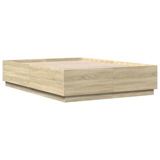 Berkfield Home Durable Bed Frame with LED without Mattress Sonoma Oak 150x200 cm in Light Oak - Size: King - image 1