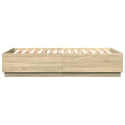 Berkfield Home Durable Bed Frame with LED without Mattress Sonoma Oak 150x200 cm in Light Oak - Size: King - thumbnail 8