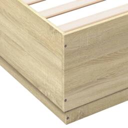 Berkfield Home Durable Bed Frame with LED without Mattress Sonoma Oak 150x200 cm in Light Oak - Size: King - thumbnail 9
