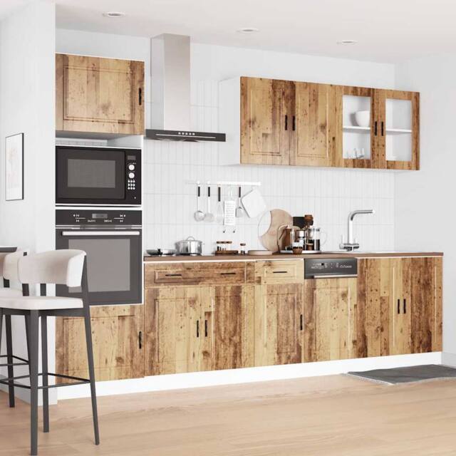 Berkfield Home Elegant 7 Piece Kitchen Cabinet Set Kalmar Old Wood Engineered Wood in Brown - image 1