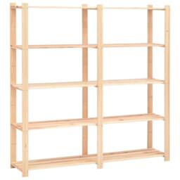 Berkfield Home Durable 5-Tier Storage Racks 2 pcs 170x38x170 cm Solid Pinewood 500 kg in Beige - Size: 170 x 38 x 170 cm