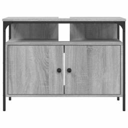 Berkfield Home Sturdy Bathroom Sink Cabinet Grey Sonoma 80x30x60 cm Engineered Wood - Size: 80 x 30 x 60 cm - thumbnail 5