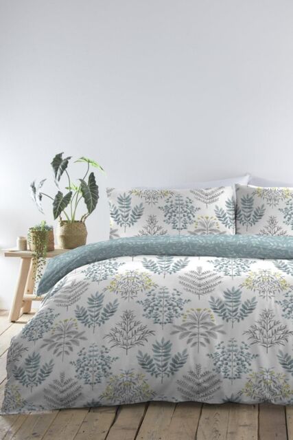 Dreams & Drapes 'Emily' Botanical Fern Print Duvet Cover Set in Duck Egg Blue - Size: King - image 1