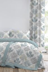 Dreams & Drapes 'Emily' Botanical Fern Print Duvet Cover Set in Duck Egg Blue - Size: King - thumbnail 5