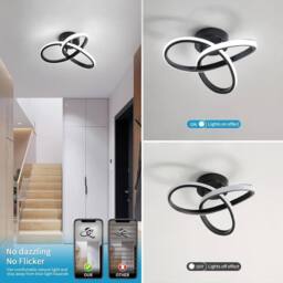 Goeco LED Ceiling Light Modern Flower Design for Living Room Bedroom 6500K in Black - Size: 10 inches - thumbnail 6