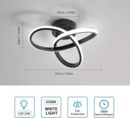 Goeco LED Ceiling Light Modern Flower Design for Living Room Bedroom 6500K in Black - Size: 10 inches - thumbnail 4
