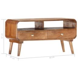 Berkfield Home TV Cabinet 90x35x47 cm Solid Mango Wood in Brown - Size: 90 x 35 x 47 cm - thumbnail 6