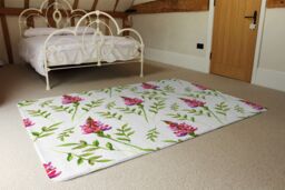 Benjamin Tate Design Pink & Green Leaves Rug in Natural - Size: Large - thumbnail 3