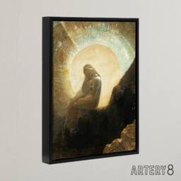 "Artery8 Melancholy Portrait of a Woman Redon Black Framed Canvas Wall Art in Brown - Size: W12"" x H16""" - thumbnail 2