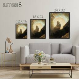 "Artery8 Melancholy Portrait of a Woman Redon Black Framed Canvas Wall Art in Brown - Size: W12"" x H16""" - thumbnail 4