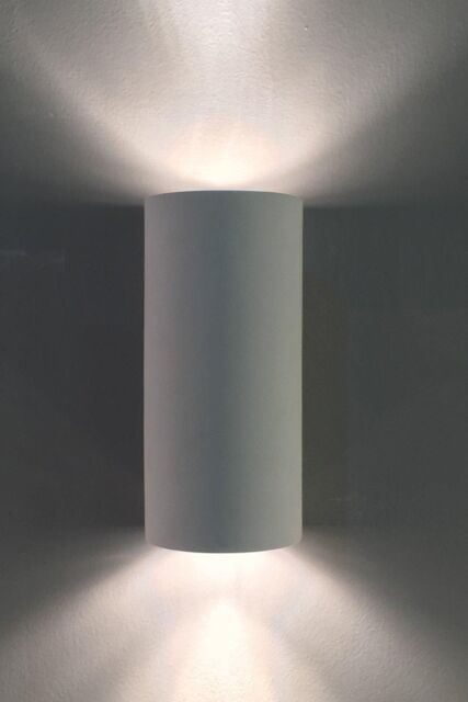 Harper Living Ceramic Full Cylinder Wall Light Up & Down 2 Lights GU10 (NO BULBs) in White - image 1