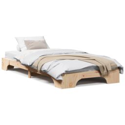 Berkfield Home Bed Frame Natural Pine Wood 90 x 200 cm Durable Bed Frame in Brown - thumbnail 4