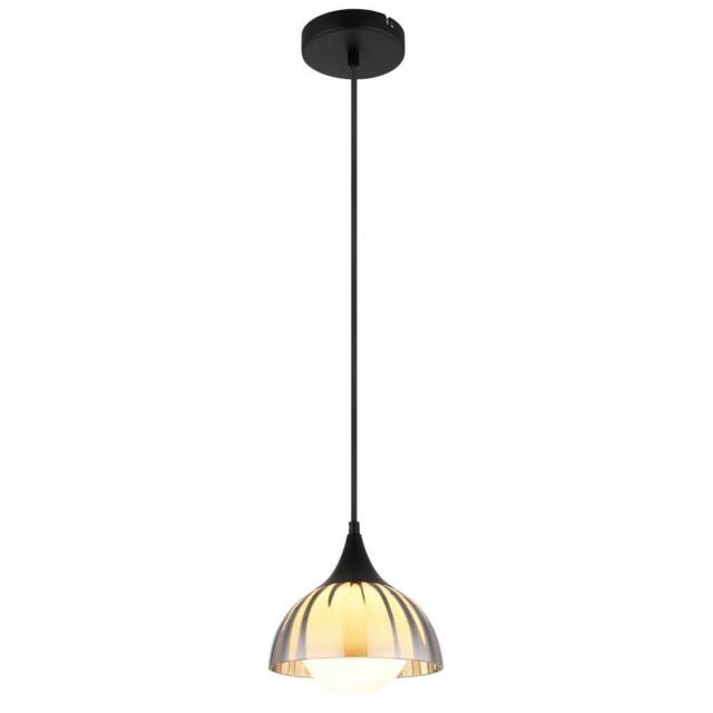 Netlighting Eva Dome Pendant Ceiling Light Matt Black Smoke Glass Shade 1x G9 - image 1
