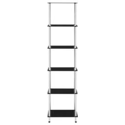 Berkfield Home 6-Tier Shelf Black 40x40x160 cm Tempered Glass - Size: 40 x 40 x 160 cm