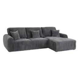 Furniture 786 Willow Chunky jumbo cord 4 seater Right Hand Facing corner sofa in Grey - thumbnail 3