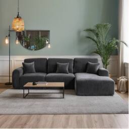 Furniture 786 Willow Chunky jumbo cord 4 seater Right Hand Facing corner sofa in Grey