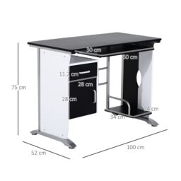 HOMCOM Computer Desk Drawer PC Writing Wooden Workstation Keyboard in Black - thumbnail 3