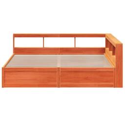 Berkfield Home Bookcase Bed without Mattress Wax Brown 200x200cm Solid Wood Pine - Size: 200x200 cm - thumbnail 5
