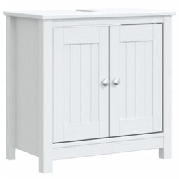 Berkfield Home 3 Piece Bathroom Furniture Set BERG White Solid Wood Pine - thumbnail 4