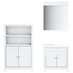 Berkfield Home 3 Piece Bathroom Furniture Set BERG White Solid Wood Pine - thumbnail 2