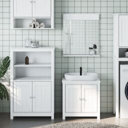 Berkfield Home 3 Piece Bathroom Furniture Set BERG White Solid Wood Pine - thumbnail 1